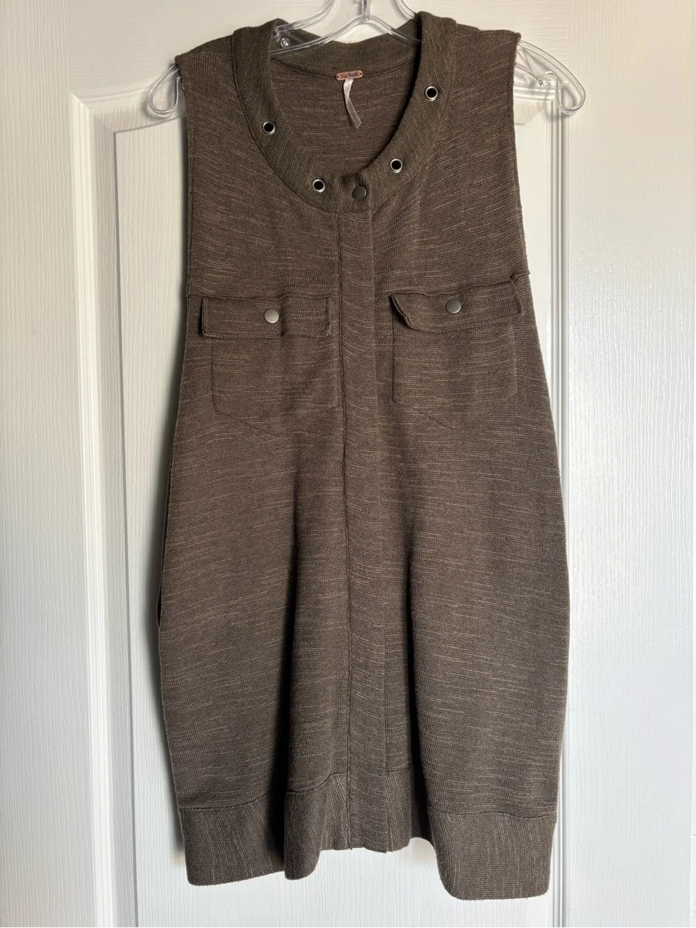Free People Highway Slub Knit Sweater Vest Drab Olive Green Size small